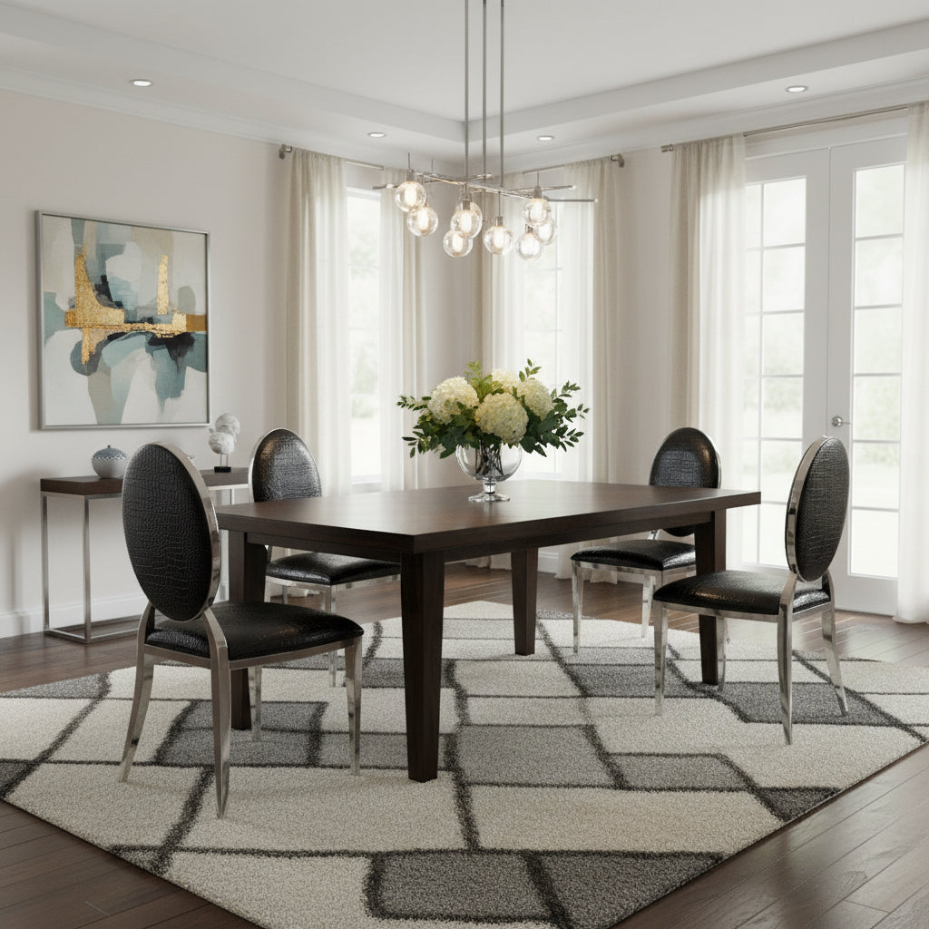 Lot de 4 chaises MEDAILLON en simili cuir croco noir