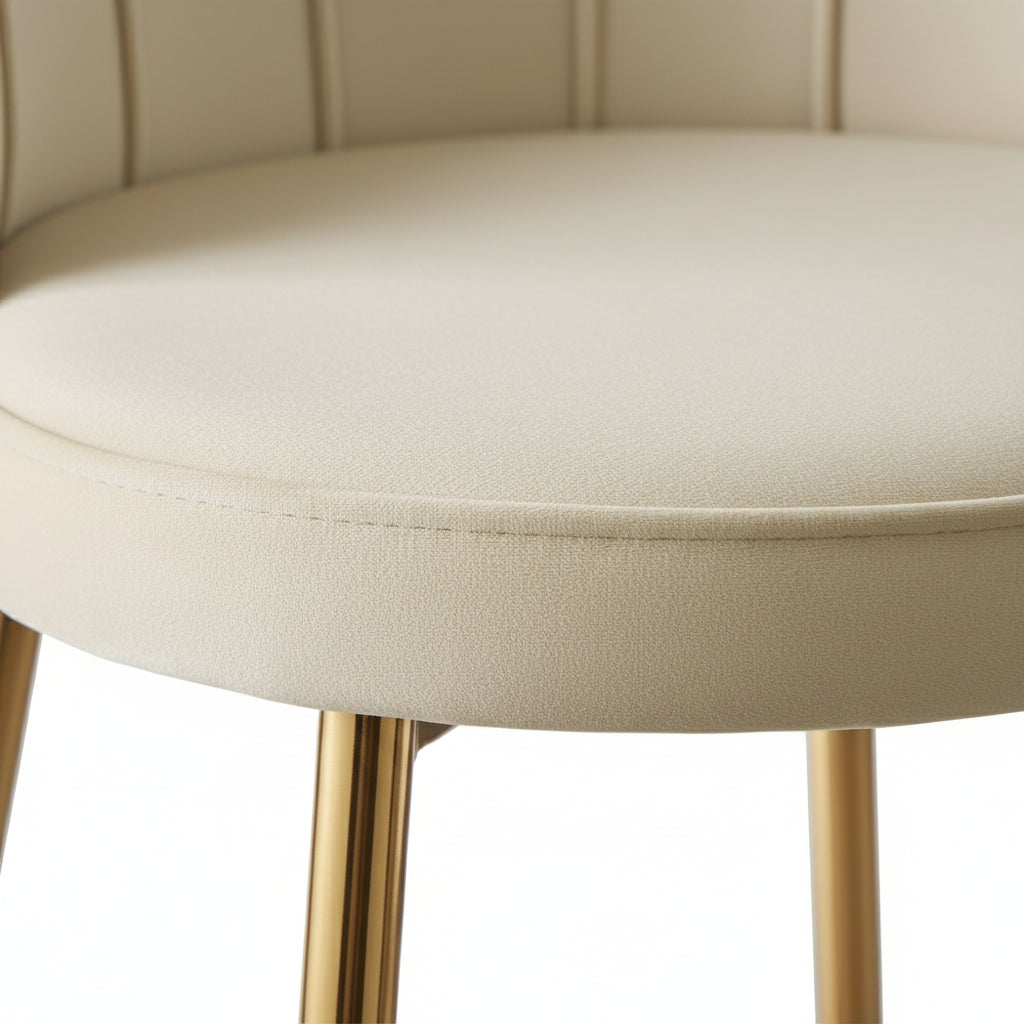 Lot de 2 tabourets de bar NYMPHEA Gold en velours Beige