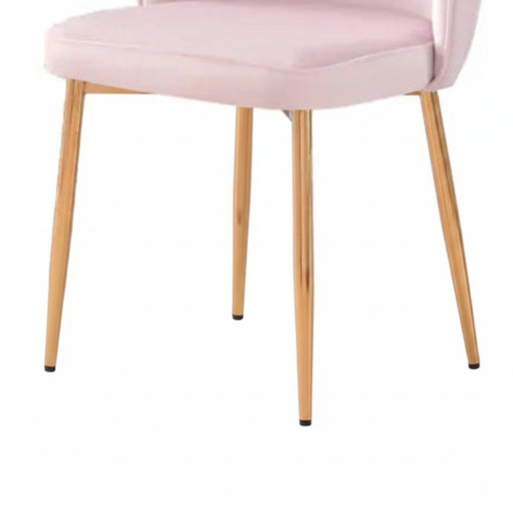 Lot de 4 chaises moderne DIANA gold velours rose
