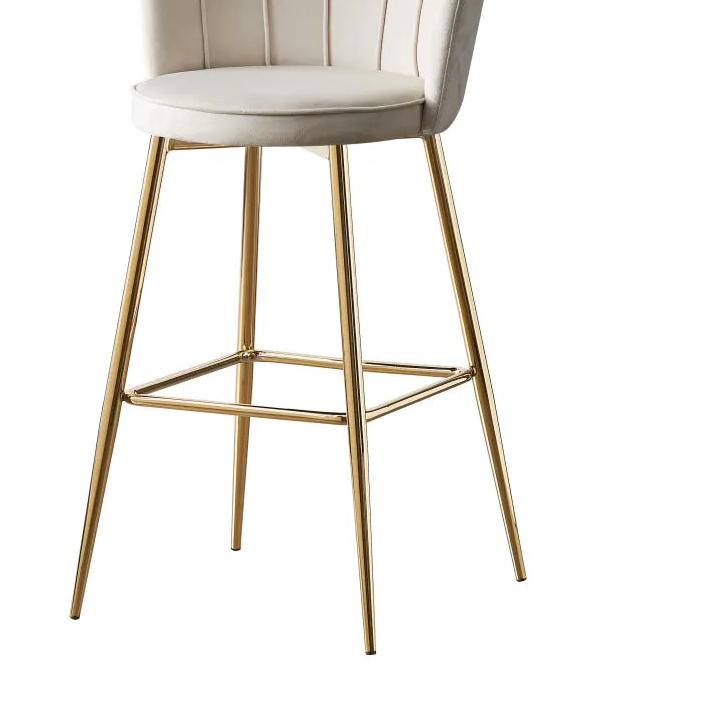 Lot de 2 tabourets de bar NYMPHEA Gold en velours écru