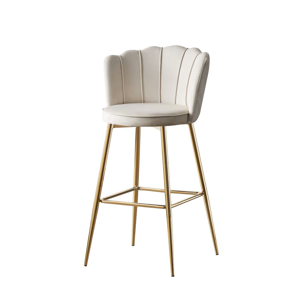 Lot de 2 tabourets de bar NYMPHEA Gold en velours écru