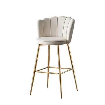 Lot 2 Tabourets de Bar Nymphea Velours Écru Pieds Gold