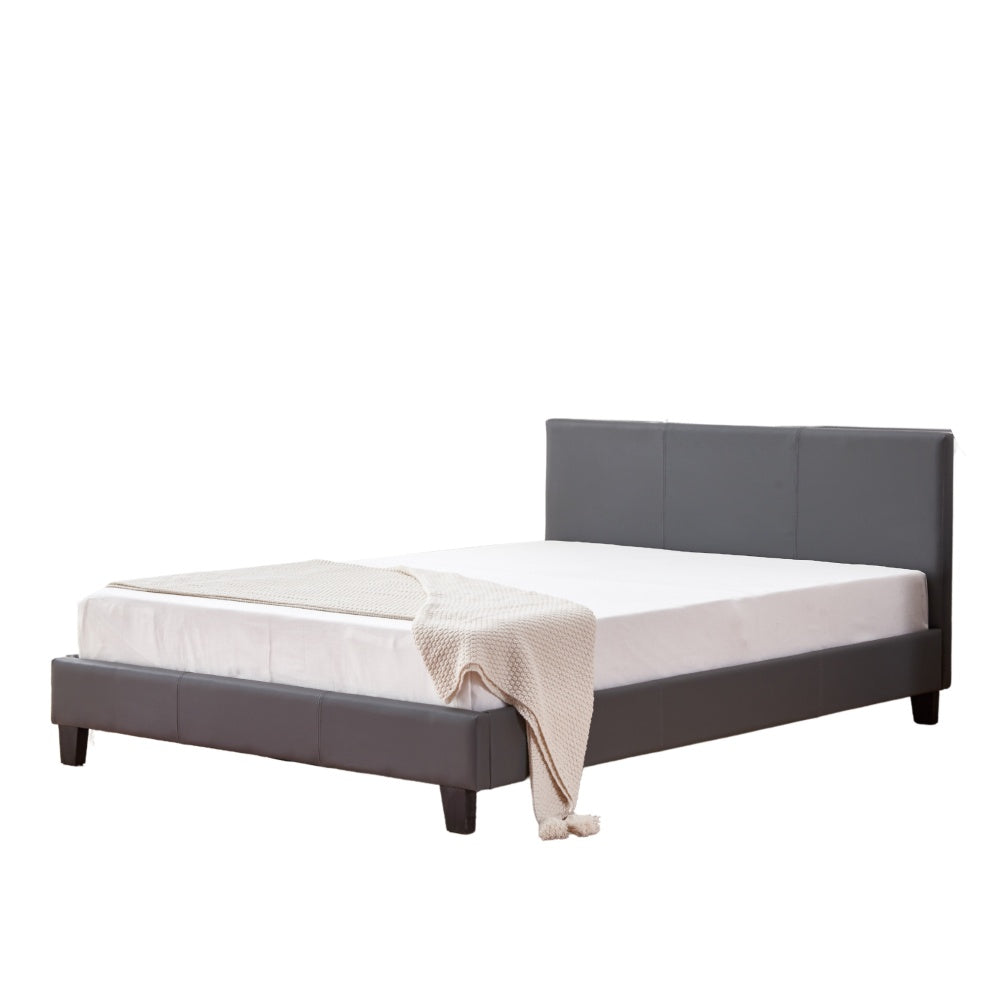 Lit 2 places  MELBOURNE simili cuir GRIS 160x200 cm avec sommier intégré