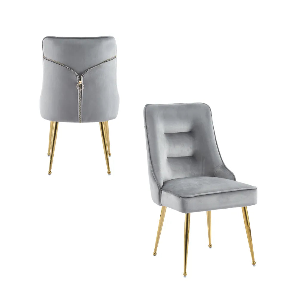 Lot de 2 chaises luxury ZIP en velours pieds Gold - Anthracite