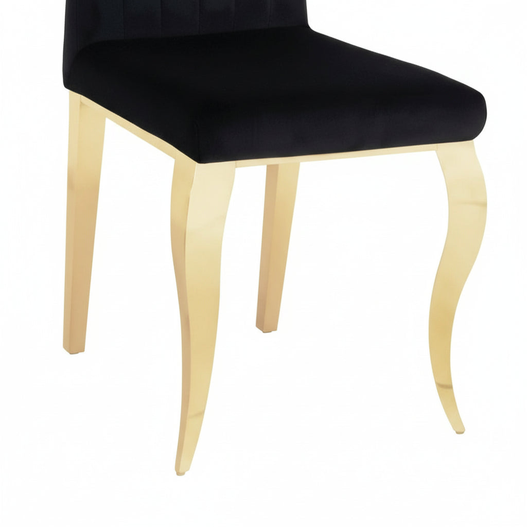 Lot de 6 Chaises baroque LOUIS Gold Velours Noir