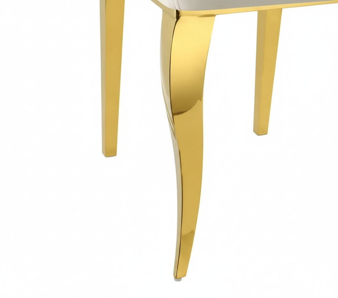 Lot de 6 Chaises baroque LOUIS Gold Velours Beige