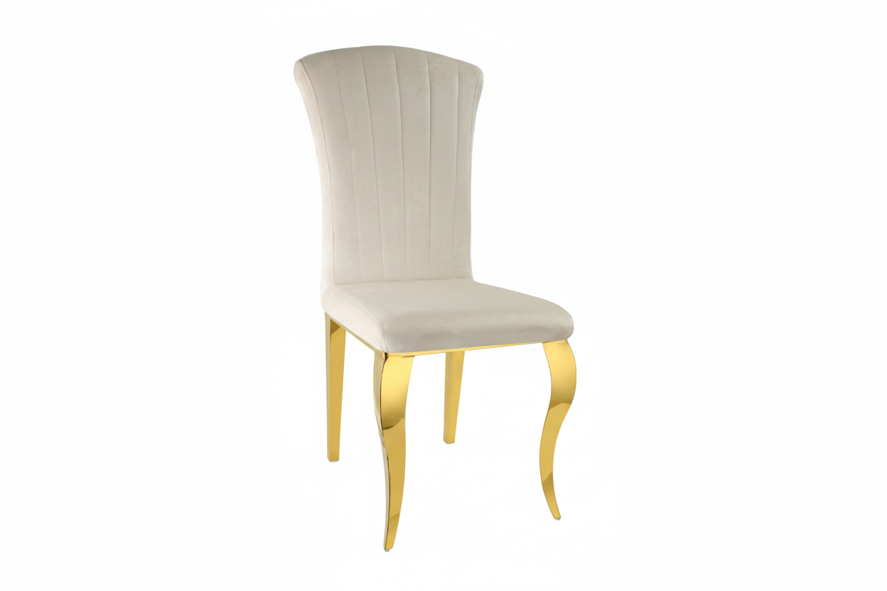 Lot de 6 Chaises baroque LOUIS Gold Velours Beige