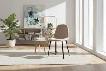 Lot 4 Chaises Salle à Manger Scandinave Alvéole Velours Taupe Pieds Métal Noir