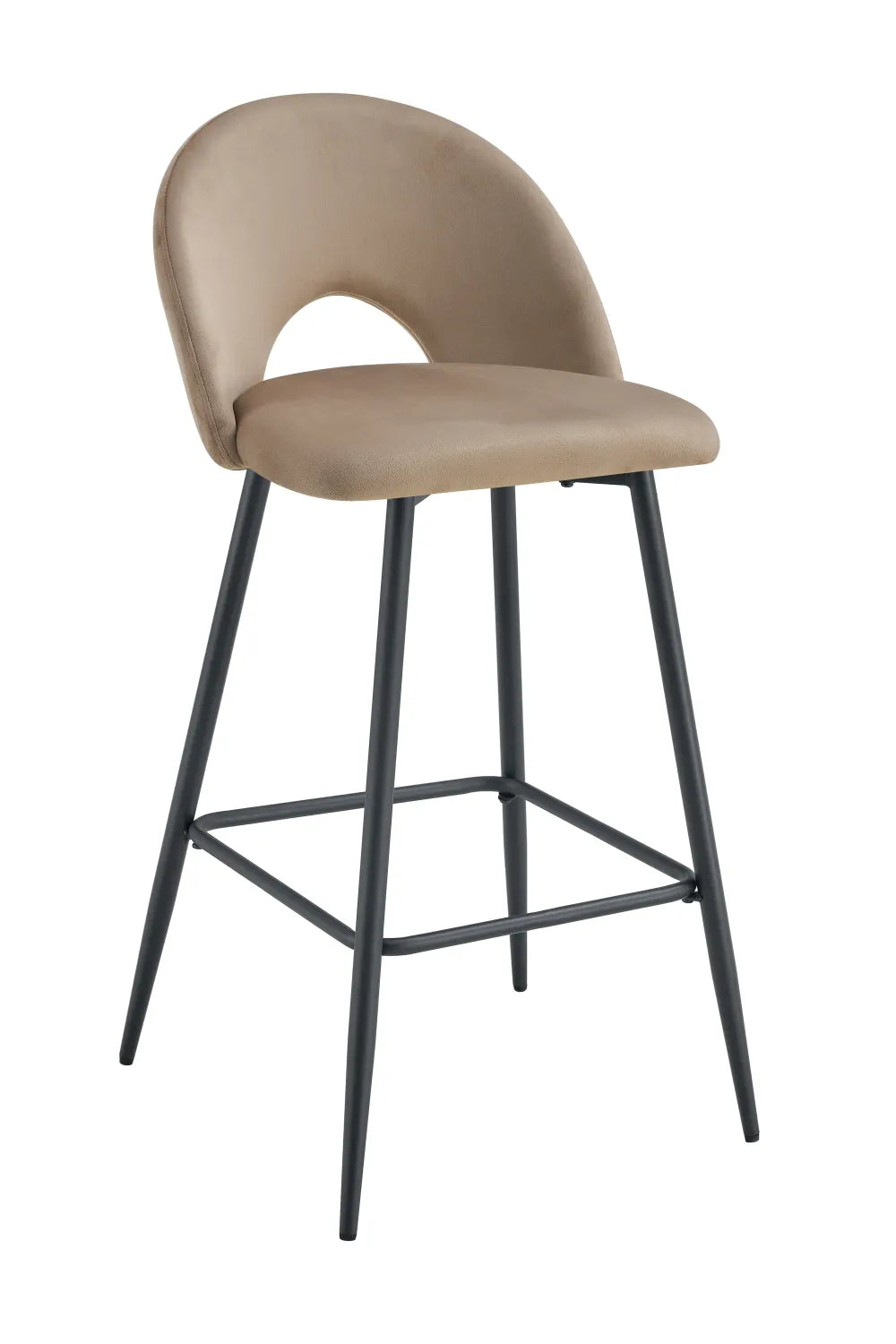 Lot de 2 tabourets de bar TEDDY pied métal noir velours #couleur_taupe