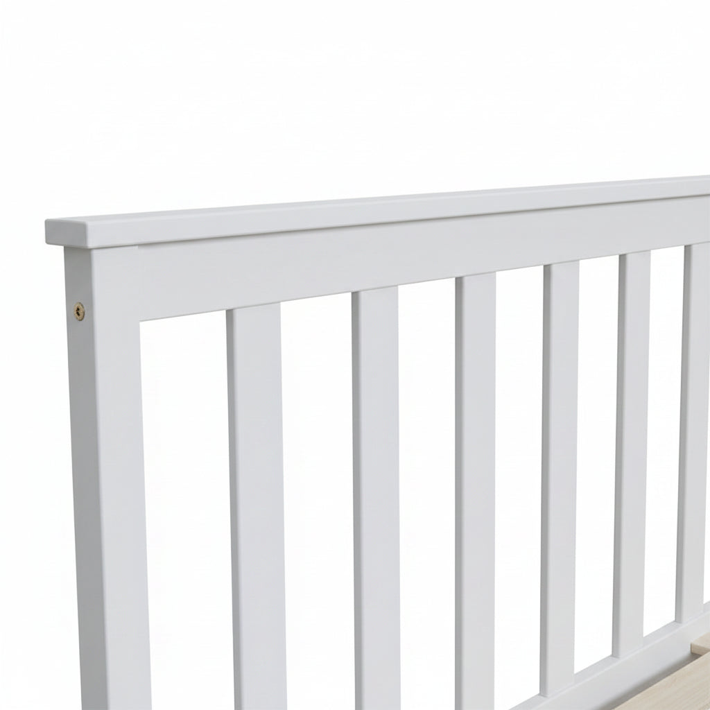 Lit 140x190 en bois massif blanc sommier lattes inclus - BATNA