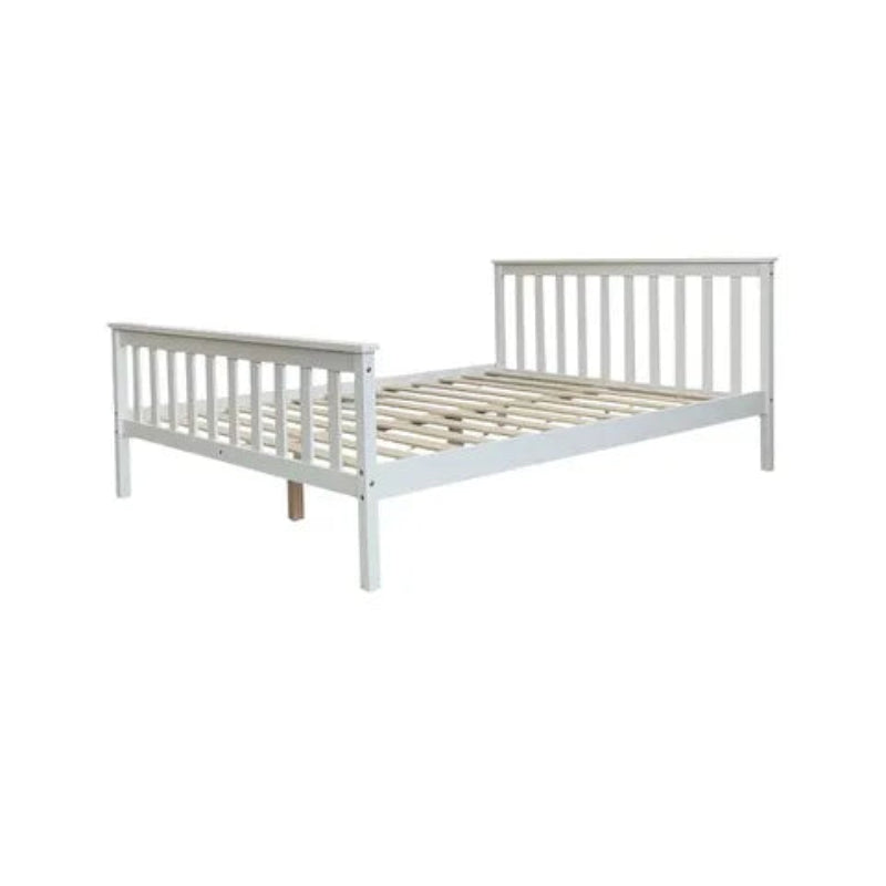 Lit 140x190 en bois massif blanc sommier lattes inclus - BATNA
