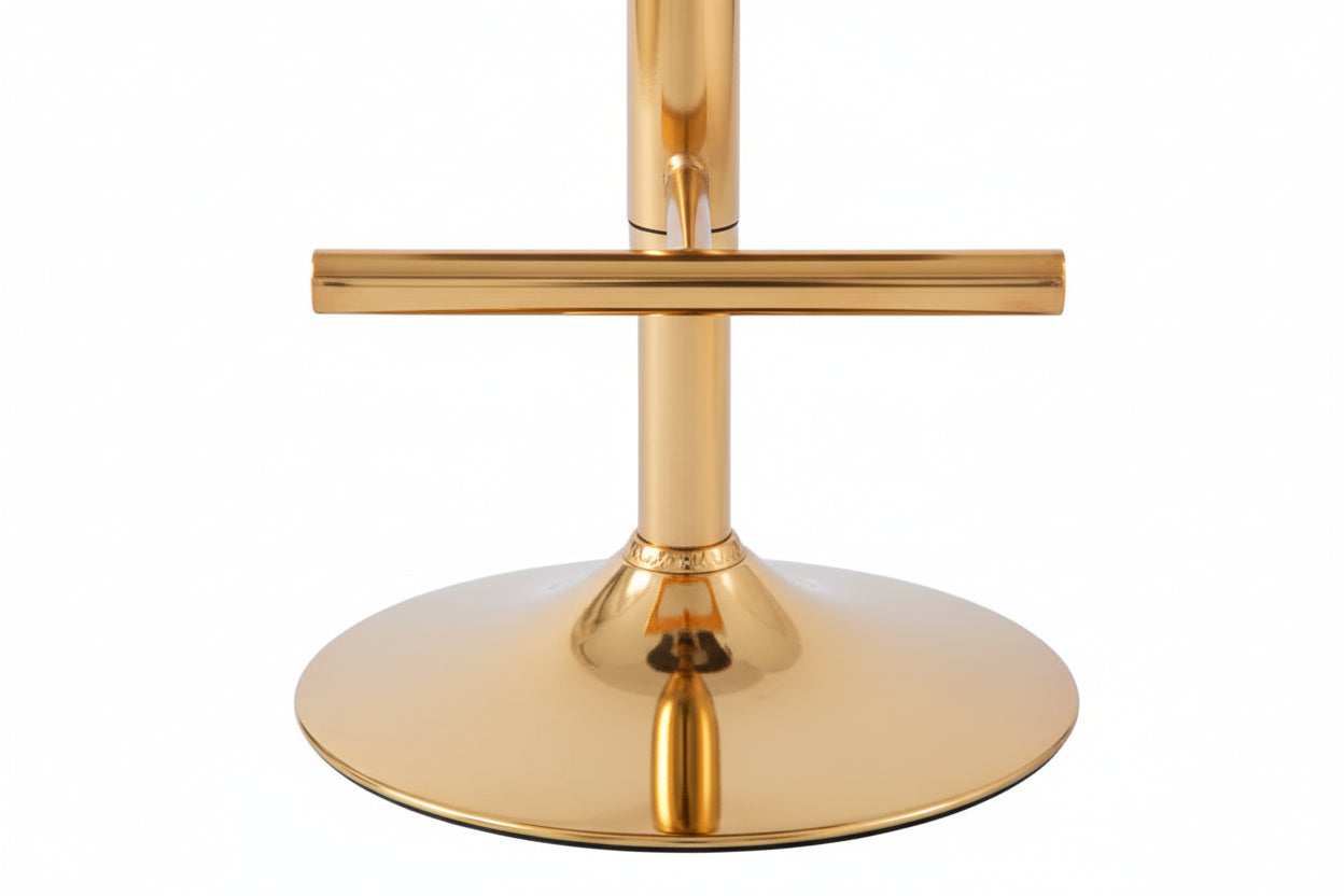 Lot 2 Tabourets de Bar Gabrielle Velours Moka Pieds Gold Hauteur Assise 65cm