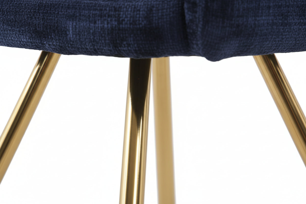Lot 2 Chaises Salle à Manger Mimi Accoudoirs Bleu Pieds Gold 62x63x92cm