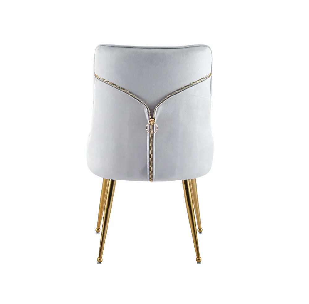 Lot de 2 chaises luxury ZIP en velours pieds Gold - Gris