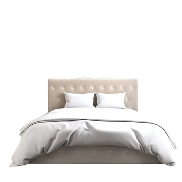 Lit coffre 2 places en velours beige 180x200cm CORSICA