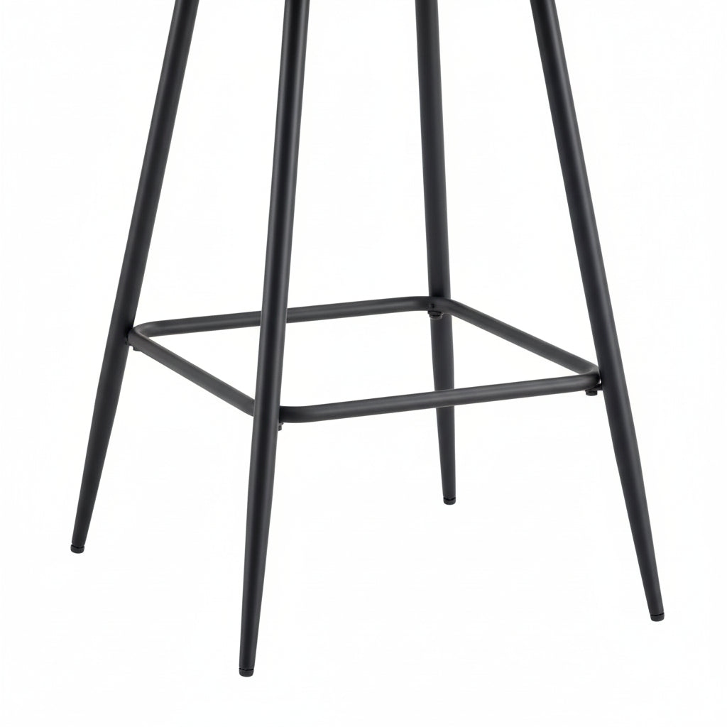 Lot 2 Tabourets de Bar Athena Velours Taupe Pieds Métal Noir 47x41x104cm