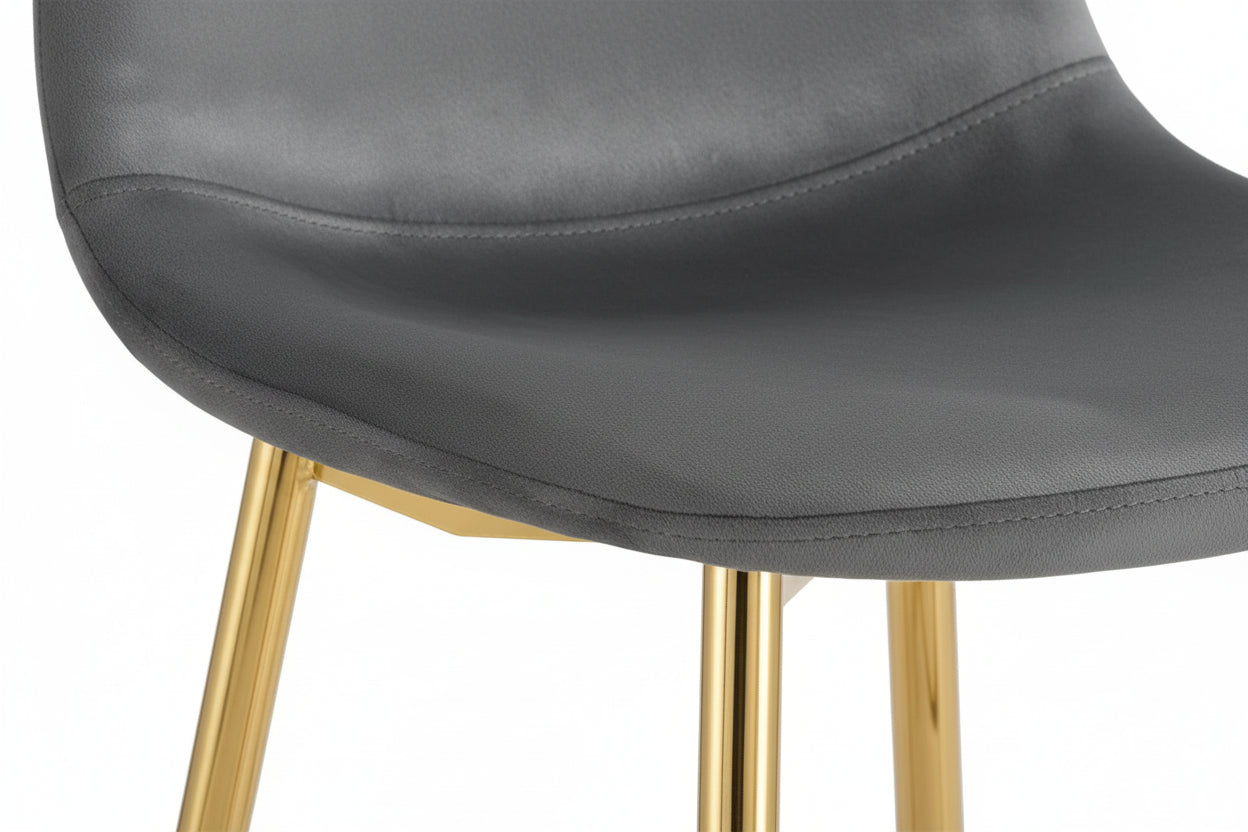 Lot 2 Tabourets de Bar Scandinave Velours Anthracite Pieds Gold 47,5x43x100cm