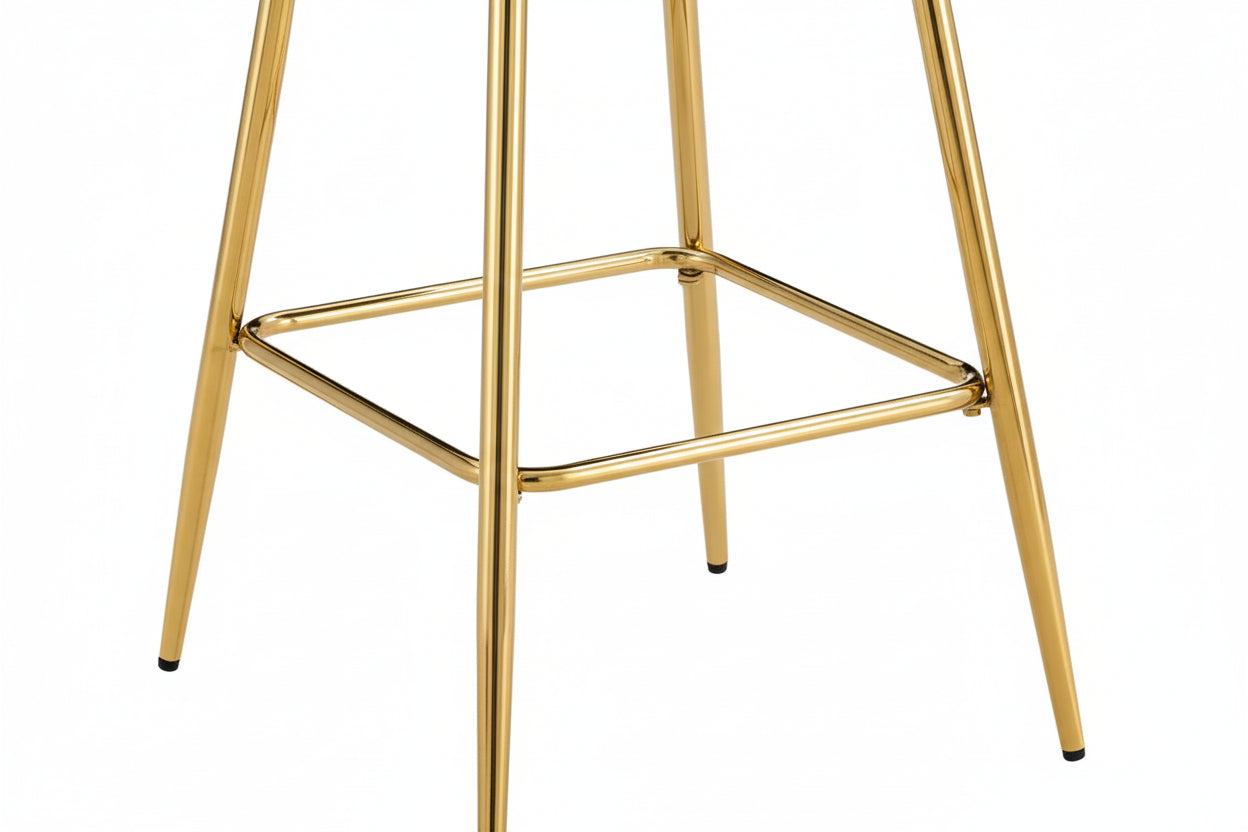 Lot 2 Tabourets de Bar Scandinave Velours Anthracite Pieds Gold 47,5x43x100cm