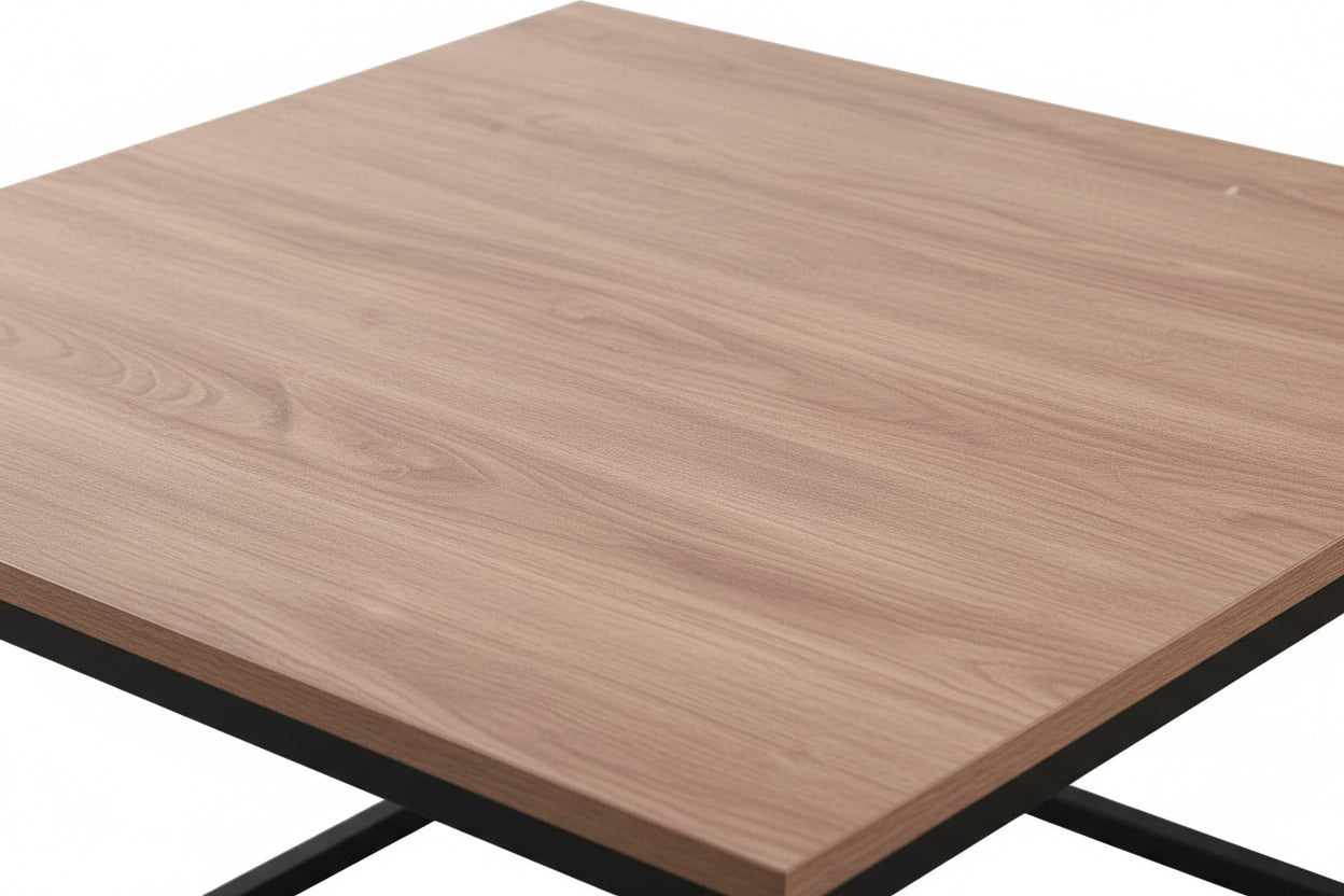 Lot 2 Tables Basses Gigognes Bois Métal 70x70x46 50x50x40 BELGRADE