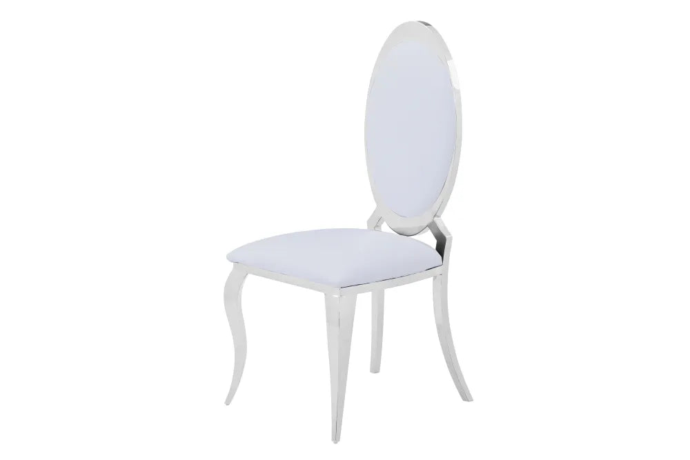 Lot de 4 chaises ANGEL baroque Chrome simili cuir blanc
