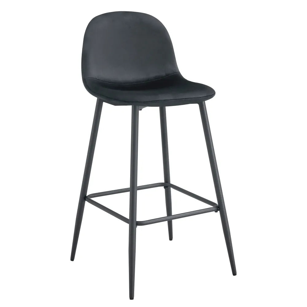 Lot de 2 tabourets de bar SCANDINAVE métal noir velours #couleur_noir