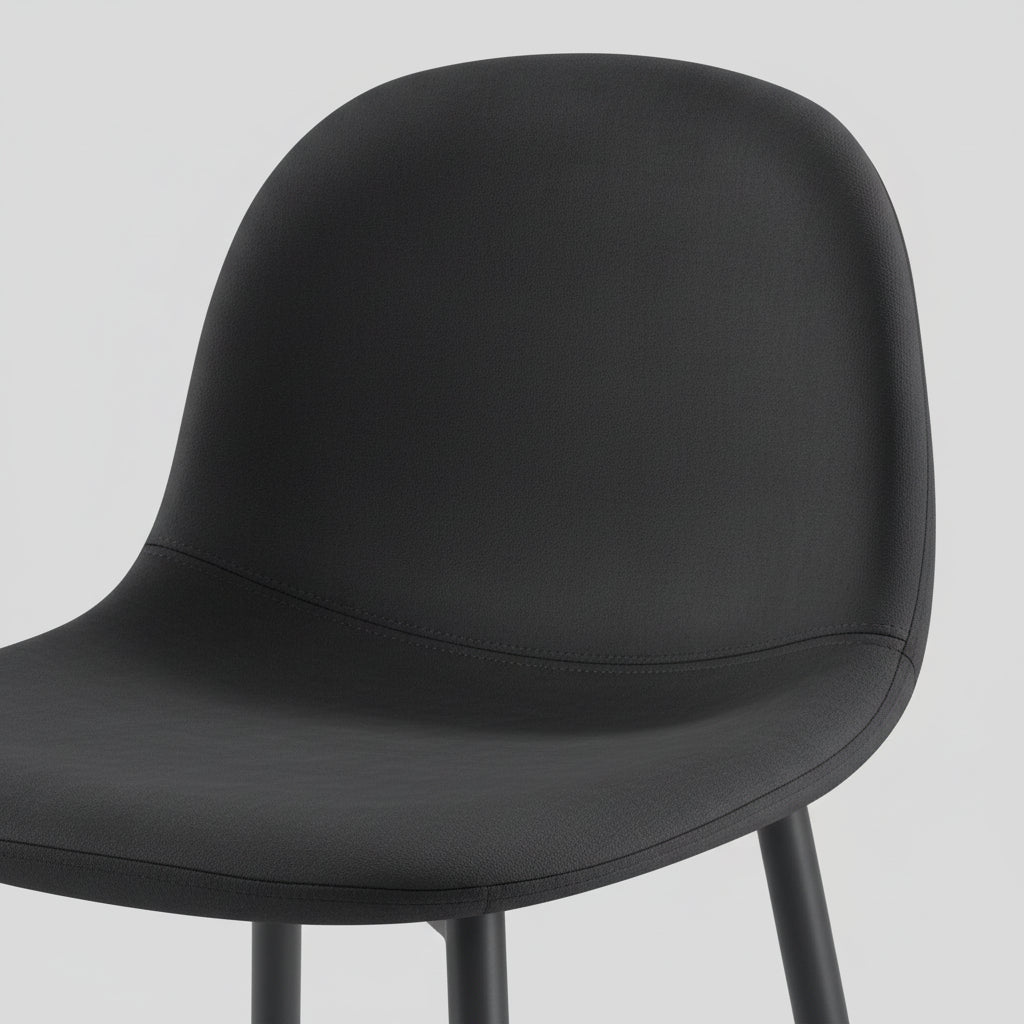 Lot 2 Tabourets de Bar Scandinave Velours Noir Pieds Métal Noir