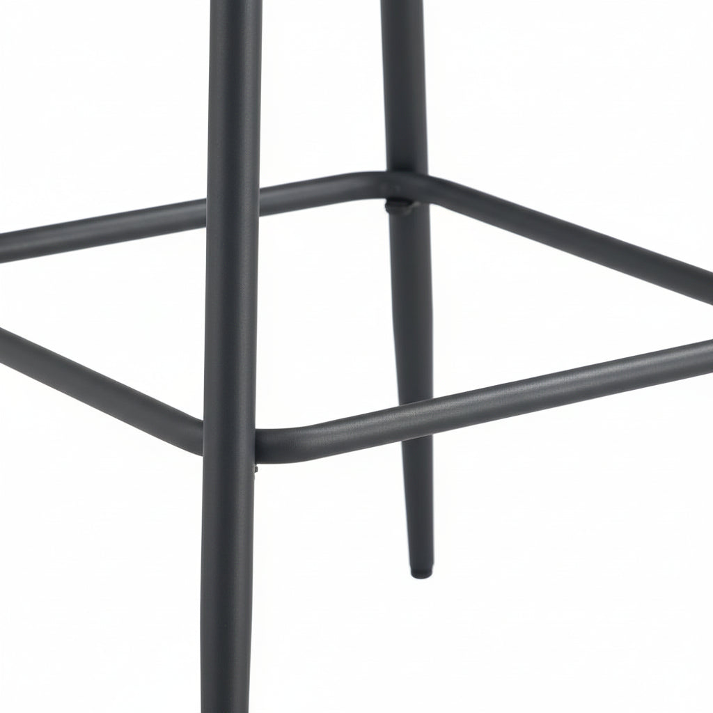 Lot 2 Tabourets de Bar Scandinave Velours Noir Pieds Métal Noir