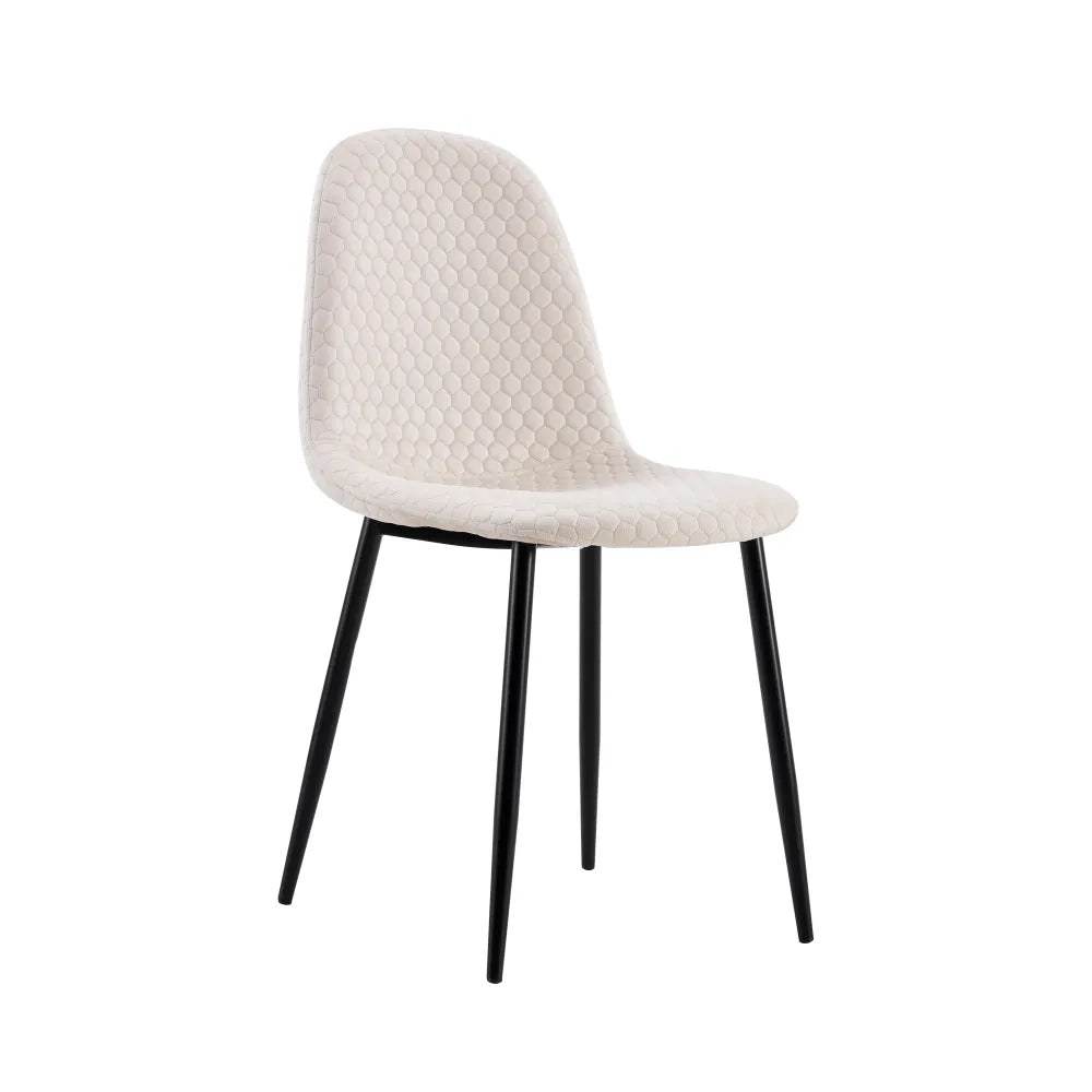 Lot de 4 chaises Scandinave ALVEOLE Métal noir #couleur_beige