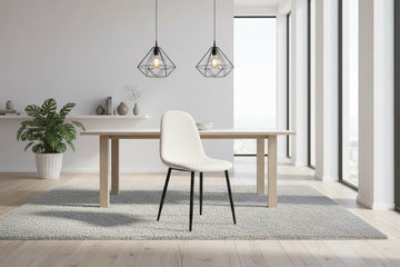 Lot 4 Chaises Salle à Manger Scandinave Alvéole Velours Beige Pieds Métal Noir