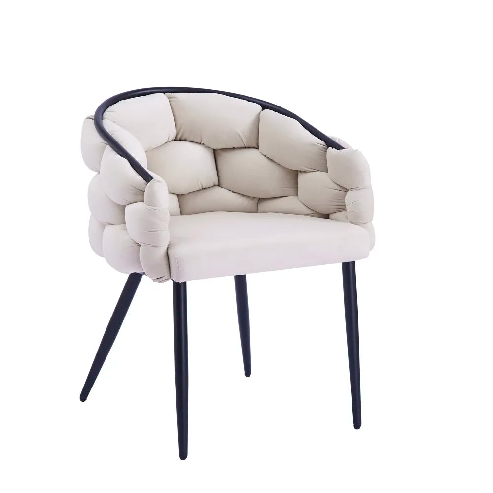 Lot de 2 chaises BALLON pieds métal noir #couleur_beige