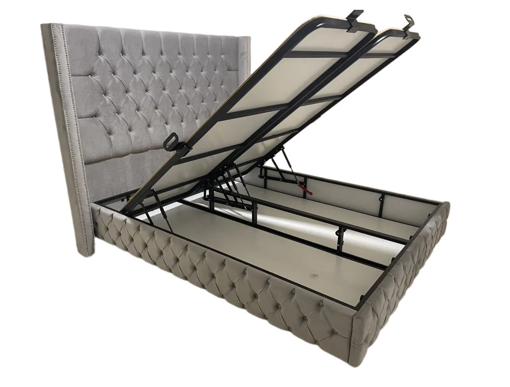 Lit coffre BOX clouté 160x200 cm