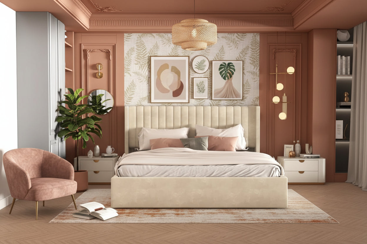 LIT DOUBLE COFFRE CAMILLE 160x200CM #couleur_beige