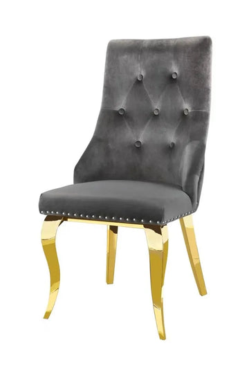 Lot de chaises ANNEAU Capitonnées et Cloutées Gold Velours#couleur_anthracite