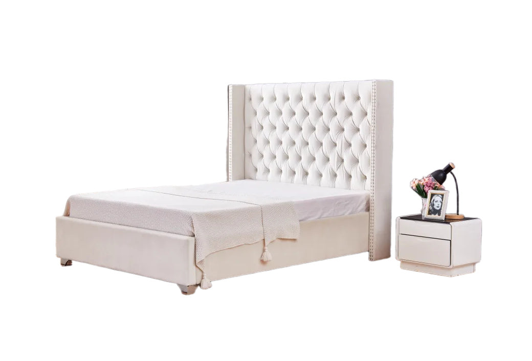 Lit double 180X200 cm PRINCESSE velours sommier inclus