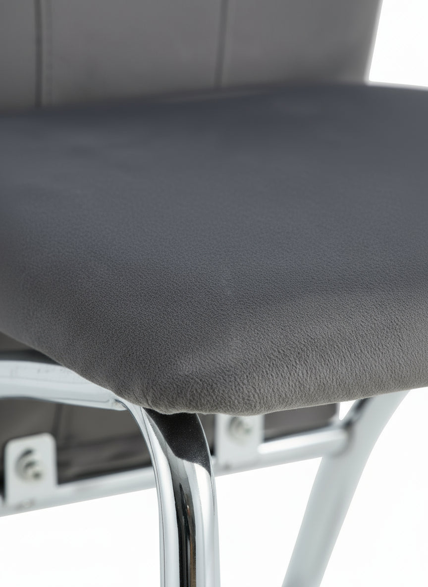 Lot de 6 chaises DUNA chrome velours gris