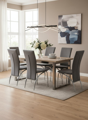 Lot de 6 chaises DUNA chrome velours gris
