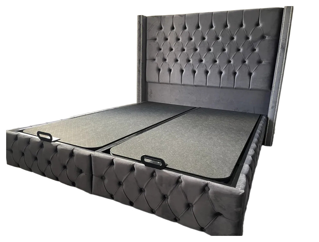 Lit coffre BOX clouté 160x200 cm