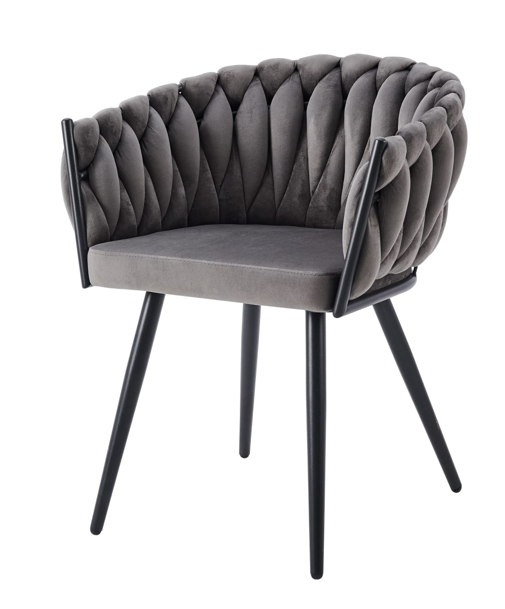 Lot de 2 chaises TRESSEES Velours Pied en métal noir