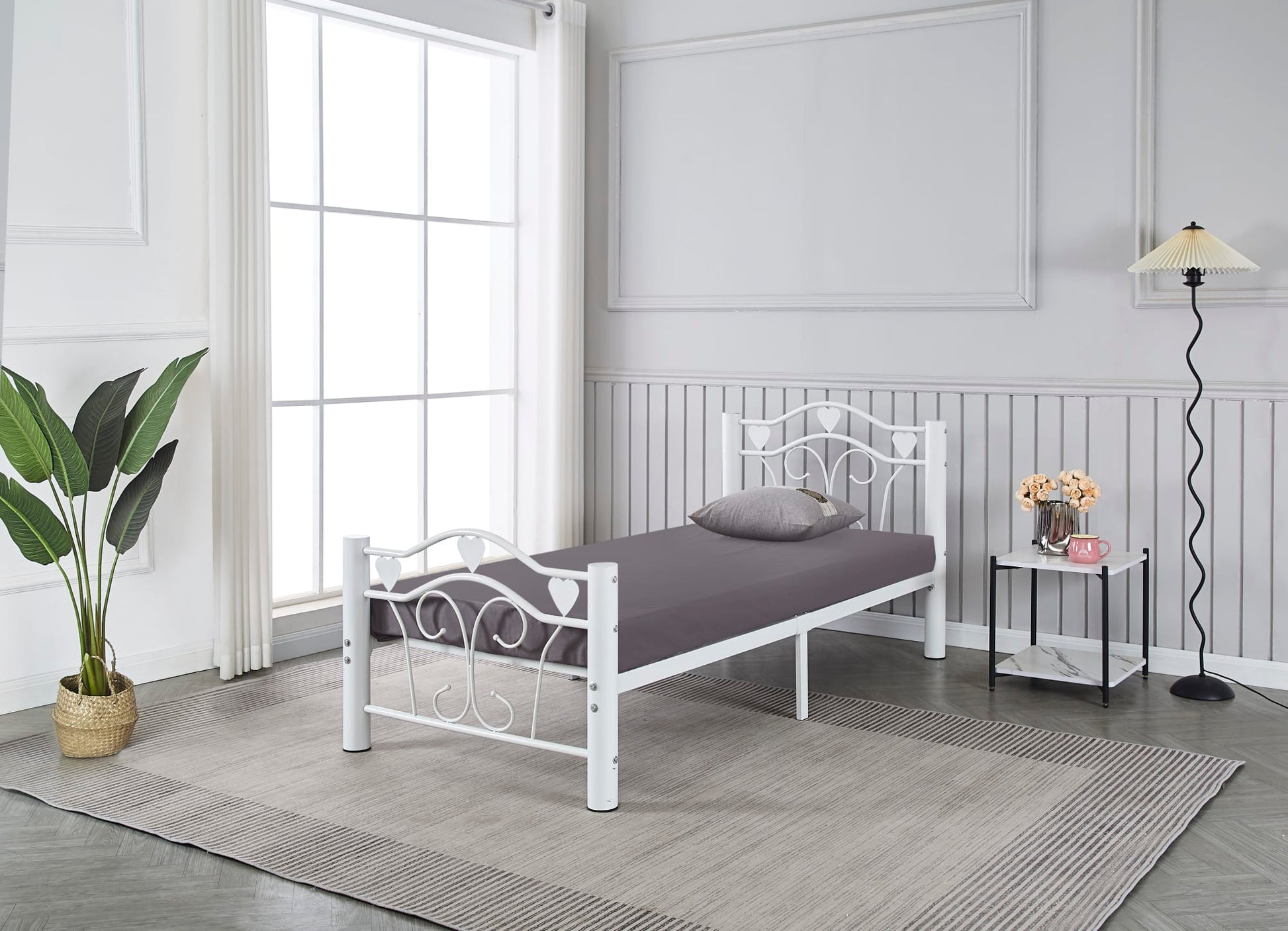 LIT METAL HERCULE BLANC 90X190cm