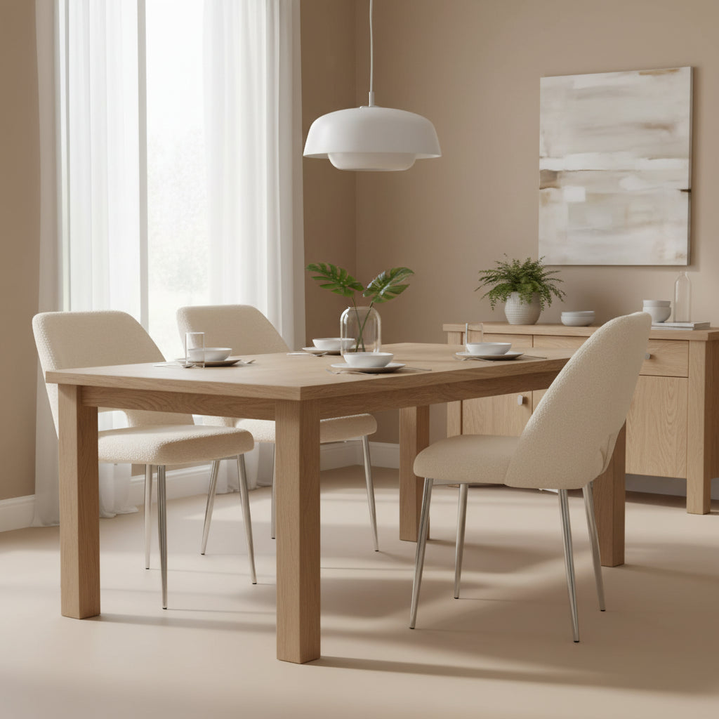 Lot de 4 chaises AVA Chrome en Velours - Doudou beige