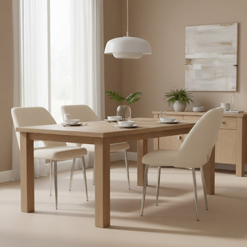 Lot de 4 chaises AVA Chrome en Velours - Doudou beige