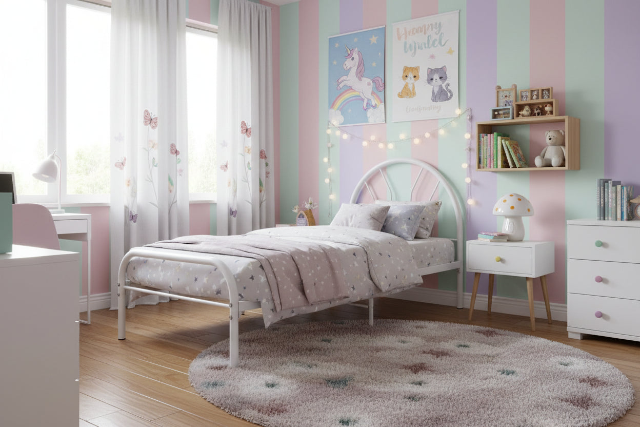 Lit enfant métal blanc 90x190 cm 1 place ECO