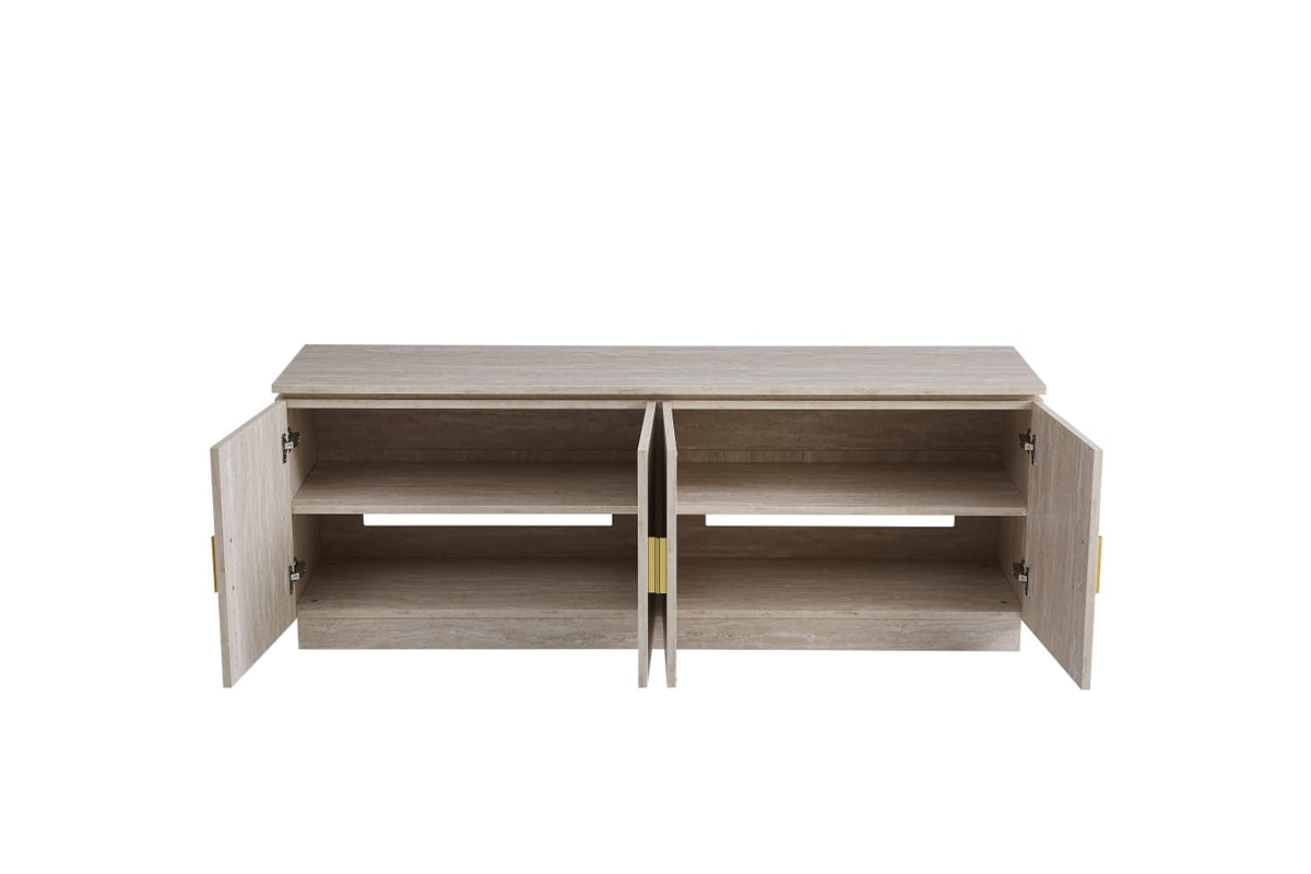 Meuble TV BAIETA – 160x40x60 cm – Finition Travertin & Design Épuré