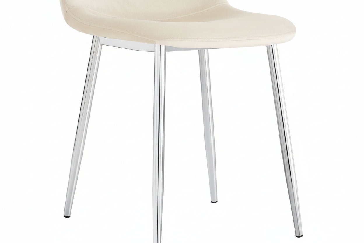 Lot de 4 chaises scandinaves velours beige pieds chrome 43,5x40x87 cm