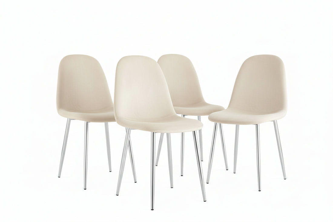 Lot de 4 chaises scandinaves velours beige pieds chrome 43,5x40x87 cm