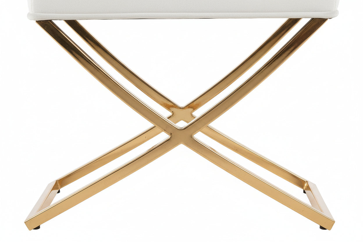 Lot 2 Chaises Salle à Manger Gabrielle Capitonnées Velours Écru Pieds Chrome 59x52x95cm