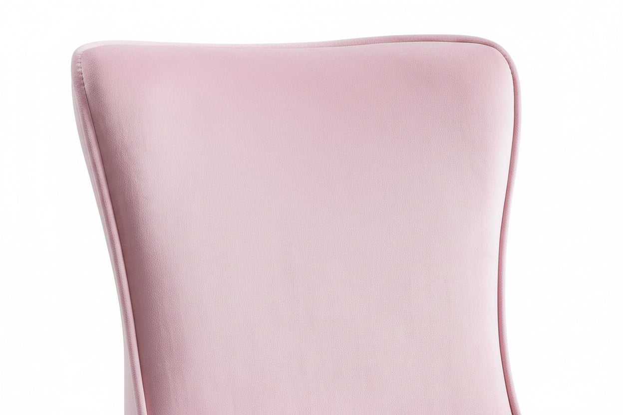 Lot 2 Chaises Salle à Manger Gabrielle Capitonnées Velours Rose Pieds Chrome 59x52x95cm