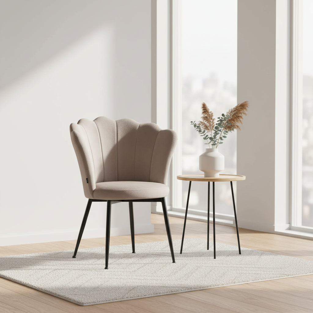 Lot de 2 chaises NYMPHEA pieds métal noir assise Velours Moka