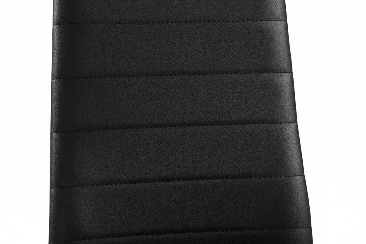 Lot 6 chaises simili cuir noir blanc pieds métal 52x45x90 cm TOLIA