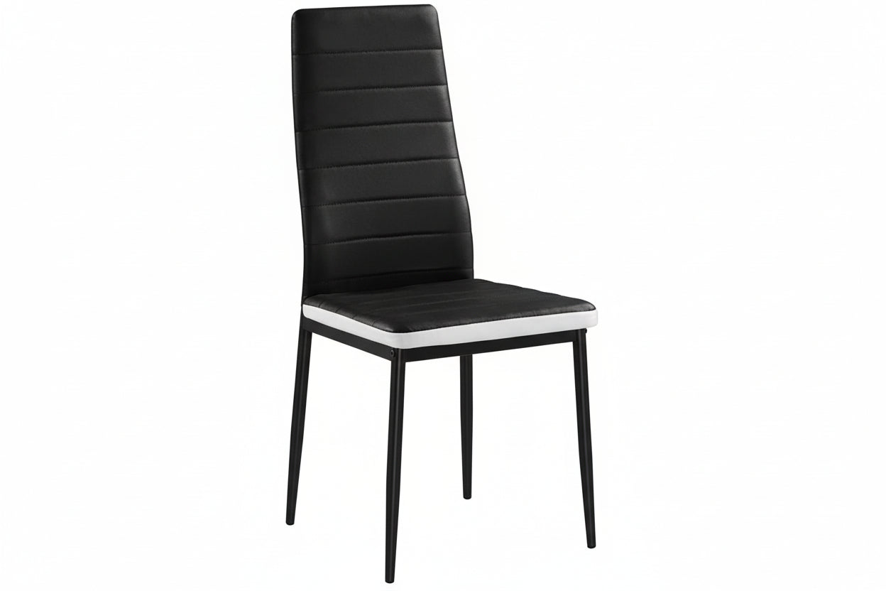 Lot de chaises TOLIA métal noir simili cuir #couleur_noir et blanc